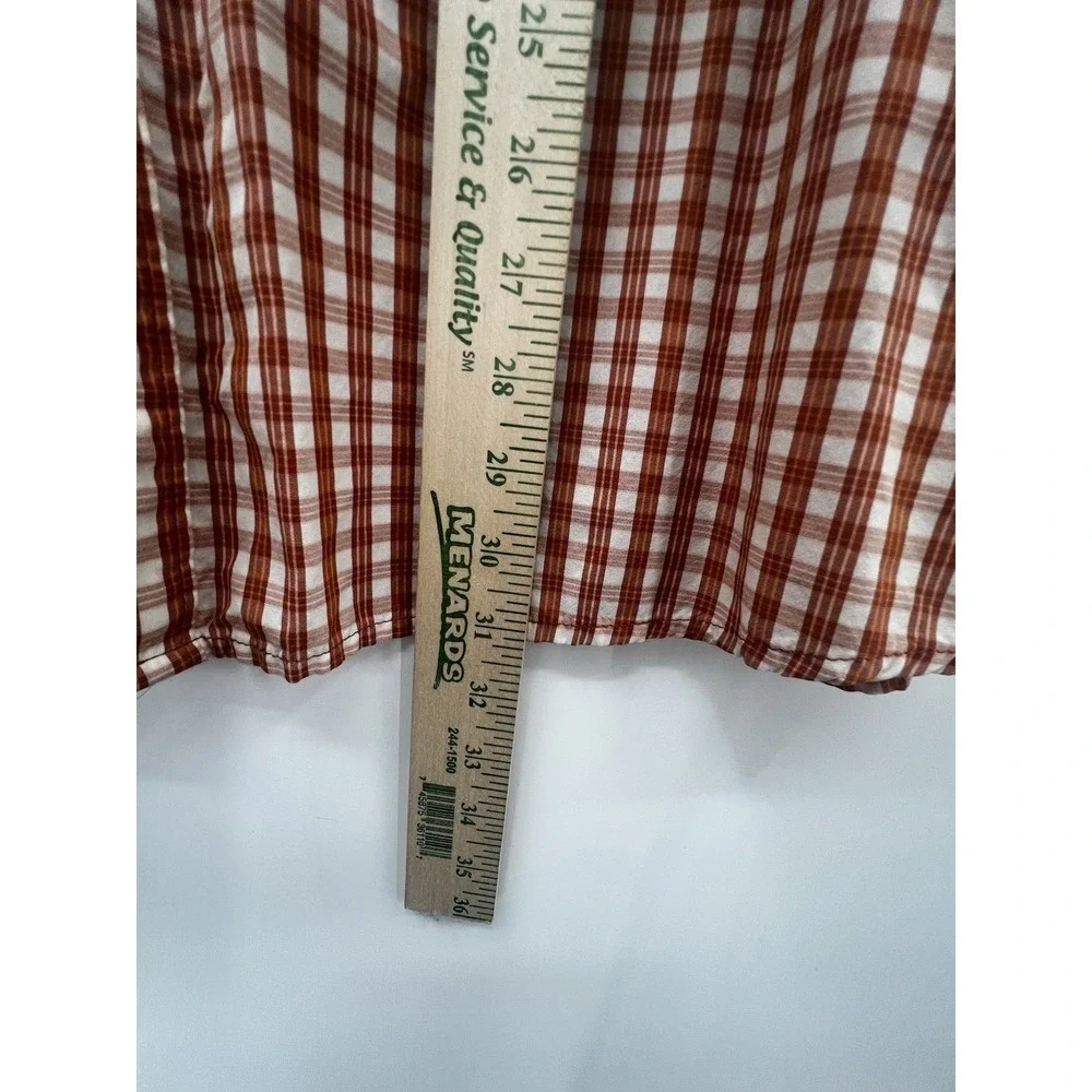 The North Face Men's XL Button Down Orange Plaid Short Sleeve Pocket Zip Shirt
